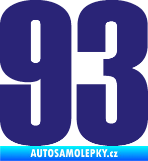 Samolepka Startovní číslo 93 typ 2   střední modrá