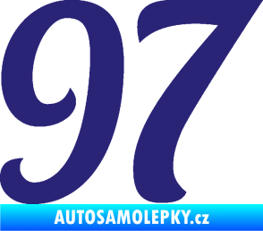 Samolepka Startovní číslo 97 typ 3   střední modrá