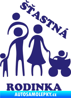 Samolepka Šťastná rodinka střední modrá