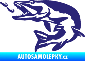 Samolepka Štika 005 levá s návnadou střední modrá