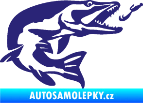 Samolepka Štika 005 pravá s návnadou střední modrá