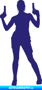 Samolepka Střelkyně 002 levá girl with gun střední modrá