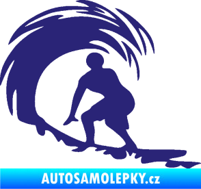 Samolepka Surfař 005 levá velké vlny střední modrá
