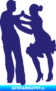 Samolepka Tanec 001 levá latinskoamerický tanec pár střední modrá