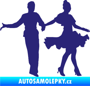 Samolepka Tanec 002 levá latinskoamerický tanec pár střední modrá