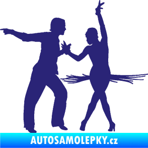 Samolepka Tanec 009 levá latinskoamerický tanec pár střední modrá