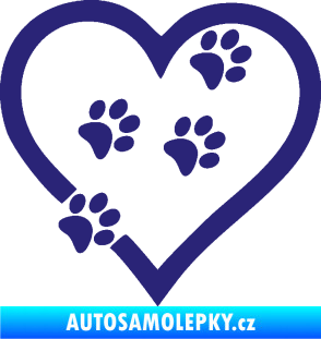 Samolepka Tlapky love 006 pravá střední modrá