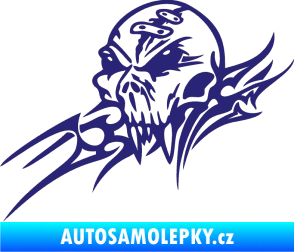 Samolepka Tribal skull levá lebka střední modrá