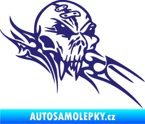 Samolepka Tribal skull pravá lebka střední modrá