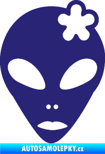 Samolepka UFO 009 slečna s kytičkou pravá střední modrá