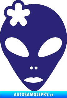 Samolepka UFO 009 slečna s kytičkou levá střední modrá