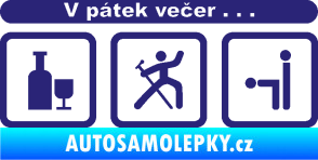Samolepka V pátek večer  střední modrá