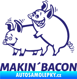 Samolepka Veselá prasátka makin bacon levá střední modrá