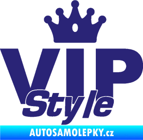 Samolepka VIP styl nápis s korunkou střední modrá