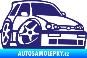 Samolepka VW Golf 3 karikatura pravá střední modrá