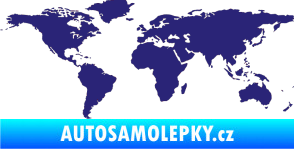 Samolepka World mapa světa střední modrá