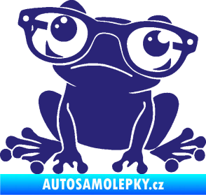Samolepka Žába 011 levá kouká s brýlemi střední modrá