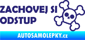 Samolepka Zachovej si odstup nápis střední modrá