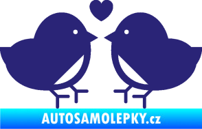 Samolepka Zamilovaní ptáčci 001 se srdíčkem střední modrá