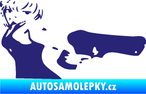 Samolepka Žena s pistolí pravá střední modrá