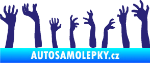 Samolepka Zombie 002 pravá mrtví vylézají z hrobu střední modrá