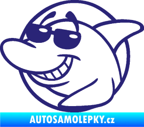 Samolepka Žralok 018 levá cool s brýlemi střední modrá