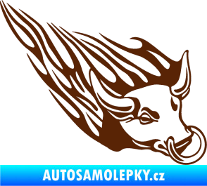 Samolepka Animal flames 010 pravá býk s kruhem hnědá