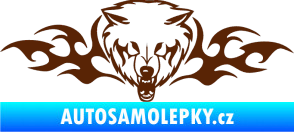 Samolepka Animal flames 038 levá  vlk hnědá