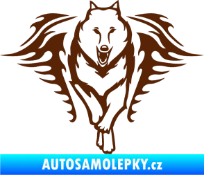 Samolepka Animal flames 039 pravá  vlk hnědá