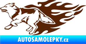 Samolepka Animal flames 090 levá vlk hnědá