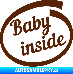 Samolepka Baby inside dítě v autě nápis hnědá