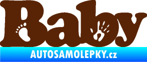 Samolepka Baby nápis otisk ručky a nožky hnědá
