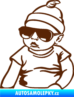 Samolepka Baby on board 003 levá miminko s brýlemi hnědá