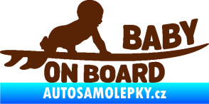 Samolepka Baby on board 010 pravá surfing hnědá