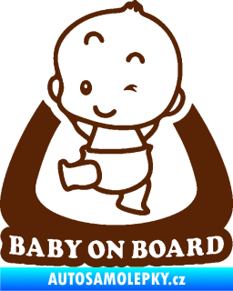 Samolepka Baby on board 011 levá s nápisem hnědá