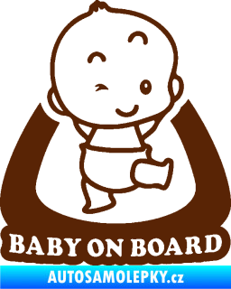 Samolepka Baby on board 011 pravá s nápisem hnědá