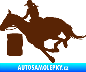 Samolepka Barrel racing 001 levá cowgirl rodeo hnědá