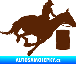 Samolepka Barrel racing 001 pravá cowgirl rodeo hnědá