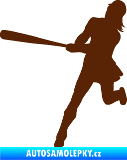 Samolepka Baseball 020 levá hráčka hnědá