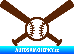 Samolepka Baseball míček a pálky hnědá