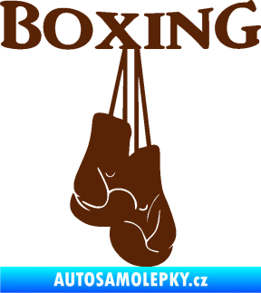 Samolepka Boxing nápis s rukavicemi hnědá