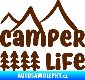 Samolepka Camper life 001 horská turistika hnědá