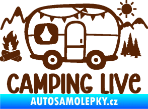 Samolepka Camping live 001 levá cestování v karavanu hnědá