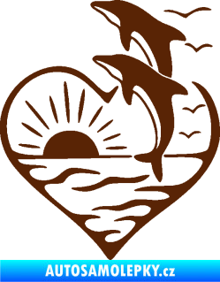 Samolepka Delfíni 002 levá západ slunce hnědá
