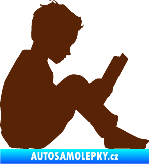 Samolepka Děti silueta 002 pravá chlapec s knížkou hnědá