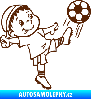 Samolepka Dítě v autě 022 pravá fotbalista s míčem hnědá