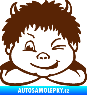 Samolepka Dítě v autě 055 levá kluk čertík hnědá