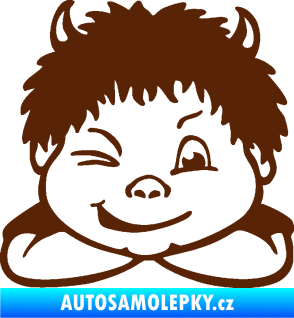 Samolepka Dítě v autě 055 pravá kluk čertík hnědá