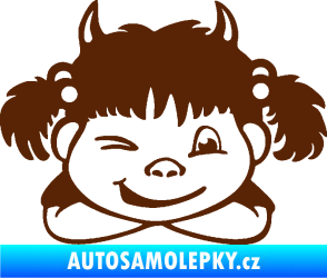 Samolepka Dítě v autě 056 pravá holčička čertice hnědá