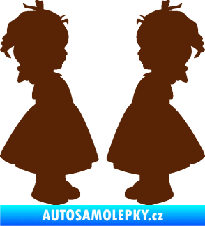 Samolepka Dítě v autě 072 dvě holčičky sourozenci hnědá